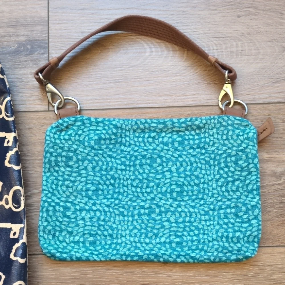 Fossil Key Per Large Coated Canvas Tote Bag‎ Shoulder Purse w/ Matching Pouch